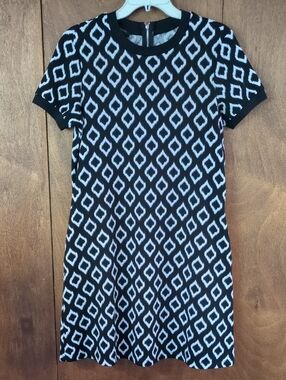 AB Studio Black and White Geometric Mini Dress EUC M